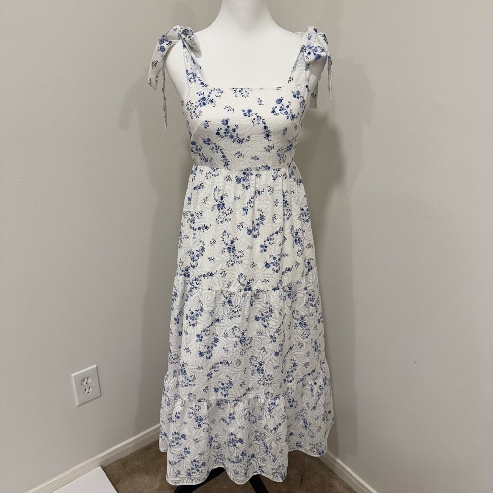 Shoshanna Floral Teared Midi Dress Chic Cottagecore Feminine Romantic Resort 0